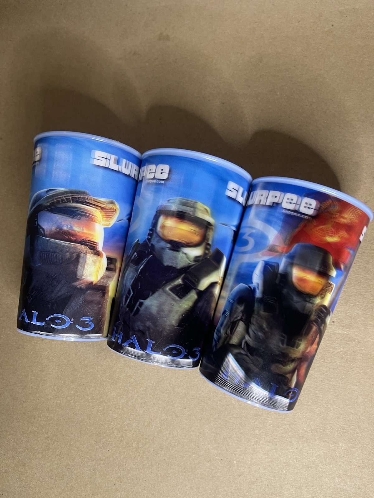 Halo 3 Holographic Slurpee Cups 7-11 Xbox 2007 3 Cups