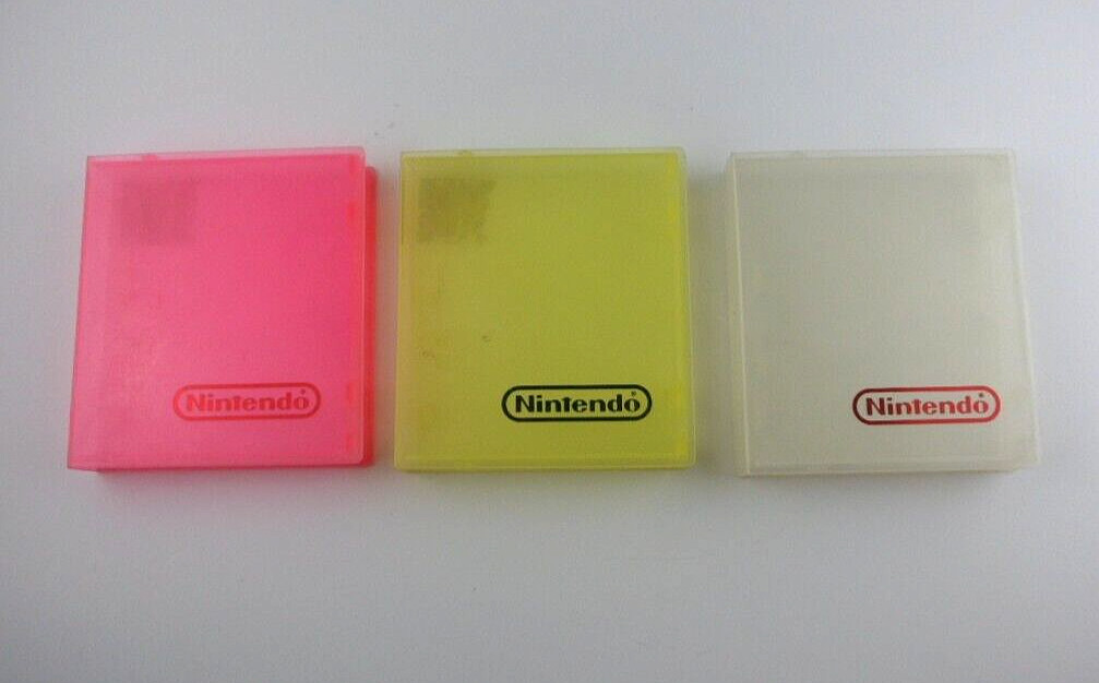 3 NES Nintendo Hard Clamshell Clear, Neon Pink and Yellow Plastic Game Case