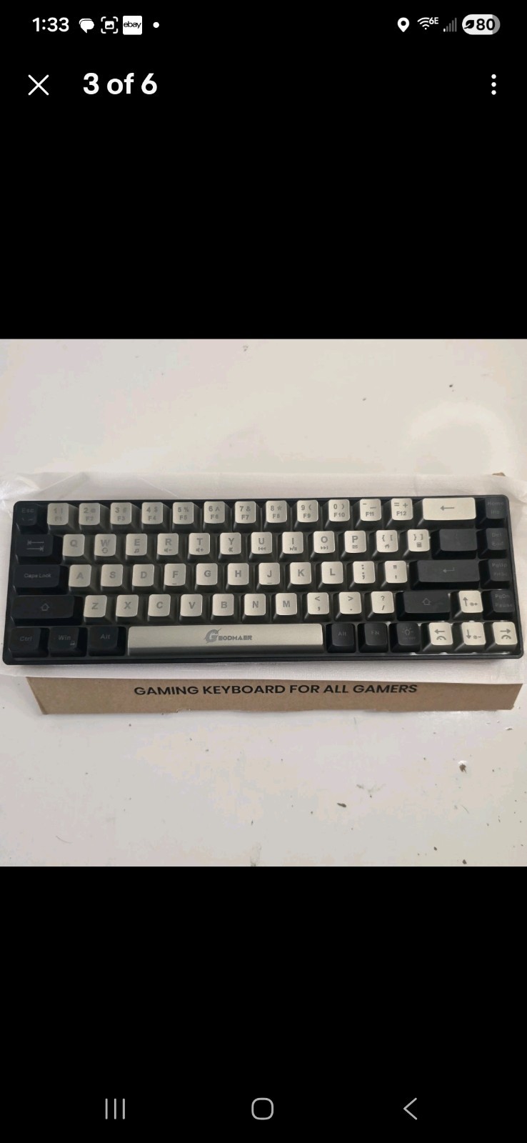 Geodmaer Black Grey 65% Wired Gaming Keyboard NIOB