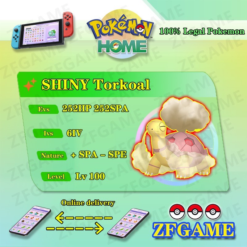 ✨6IV SHINY Torkoal + EVS🚀 POKEMON HOME✨Champions✨Online delivery⚡