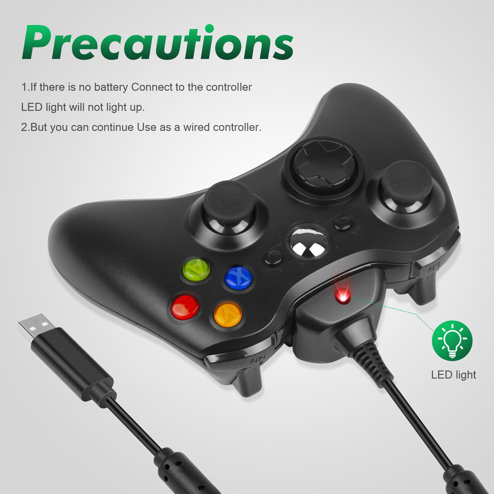 2Pcs Rechargeable Battery Pack USB 4800mAh Charger Cable For XBox 360 Controller