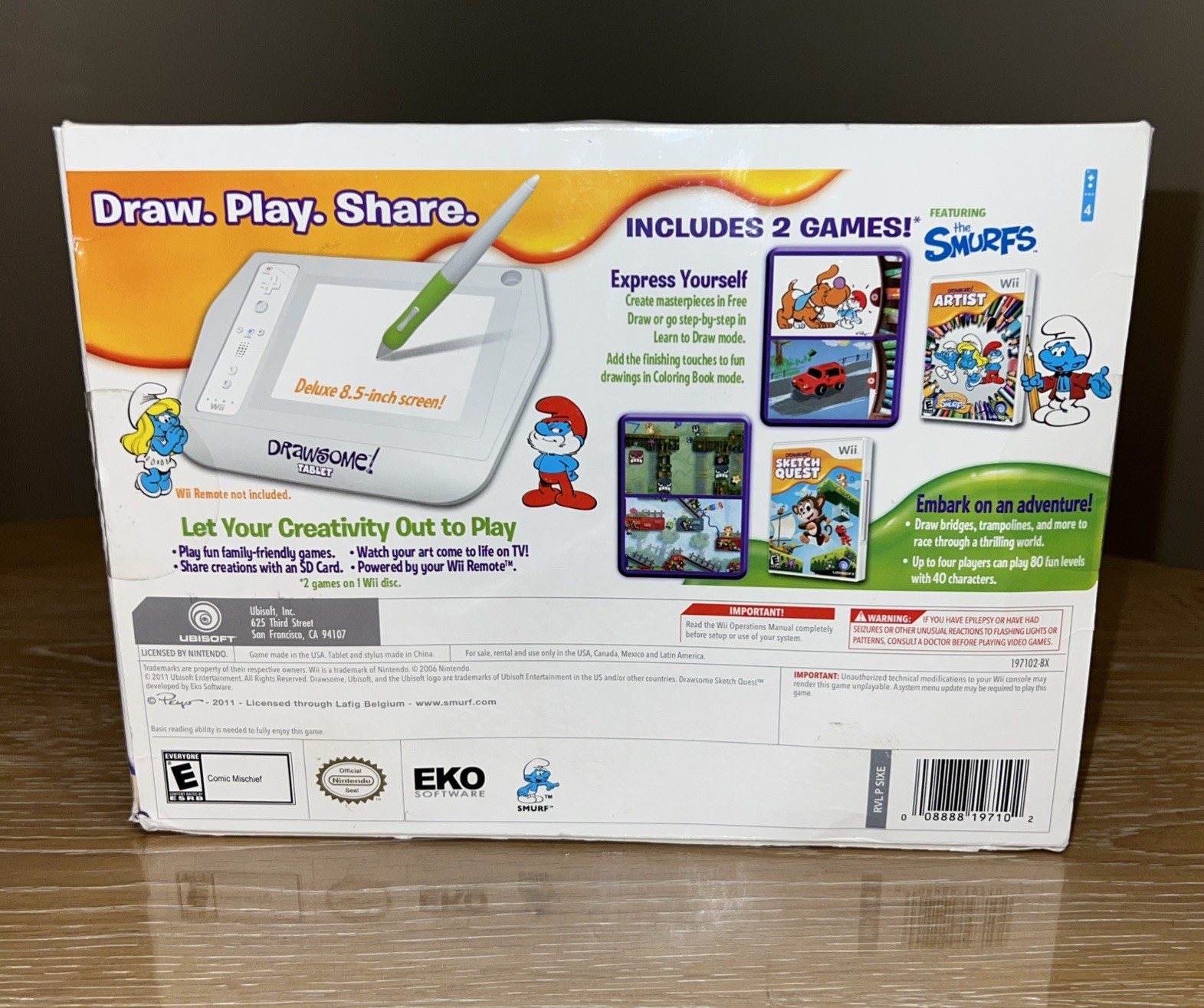 Nintendo Wii Drawsome Tablet Sketch Quest & the Smurfs Artist Games Complete