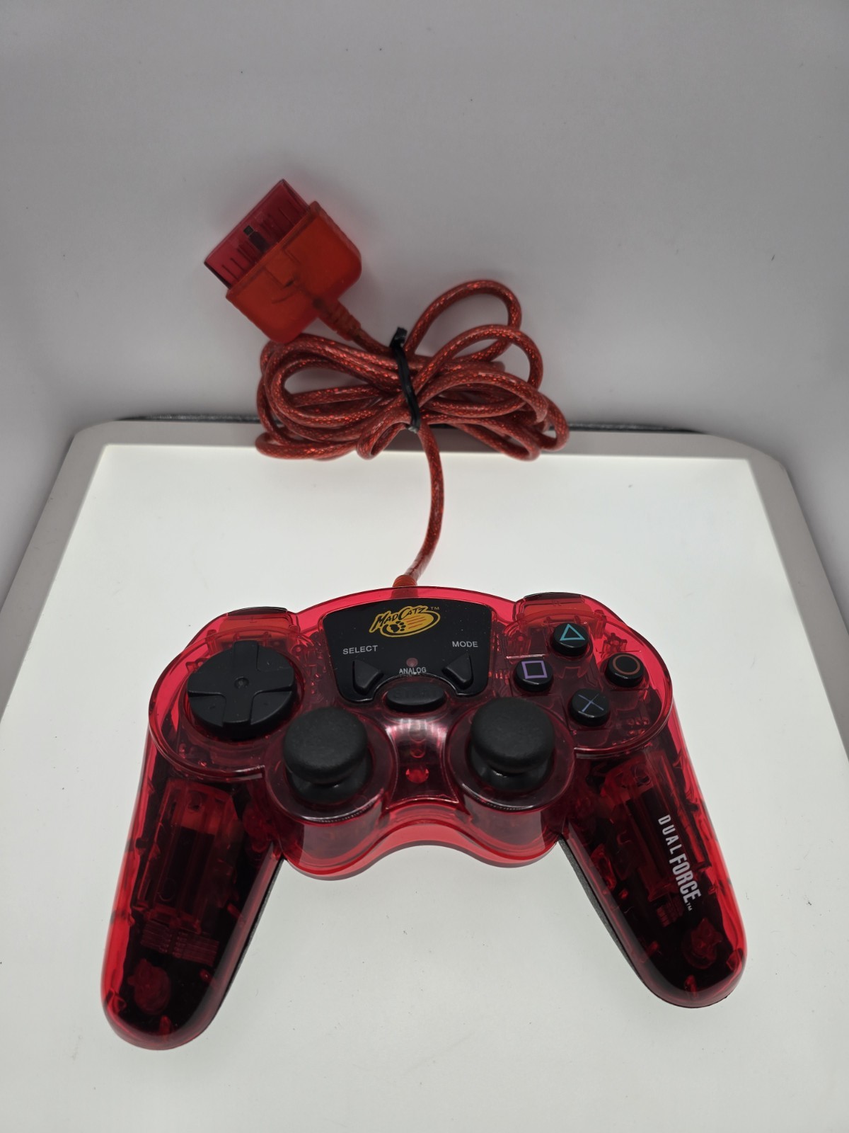 Mad Catz PS2 Dual Force Controller / Cable Clear Red Playstation 2 Wired Tested