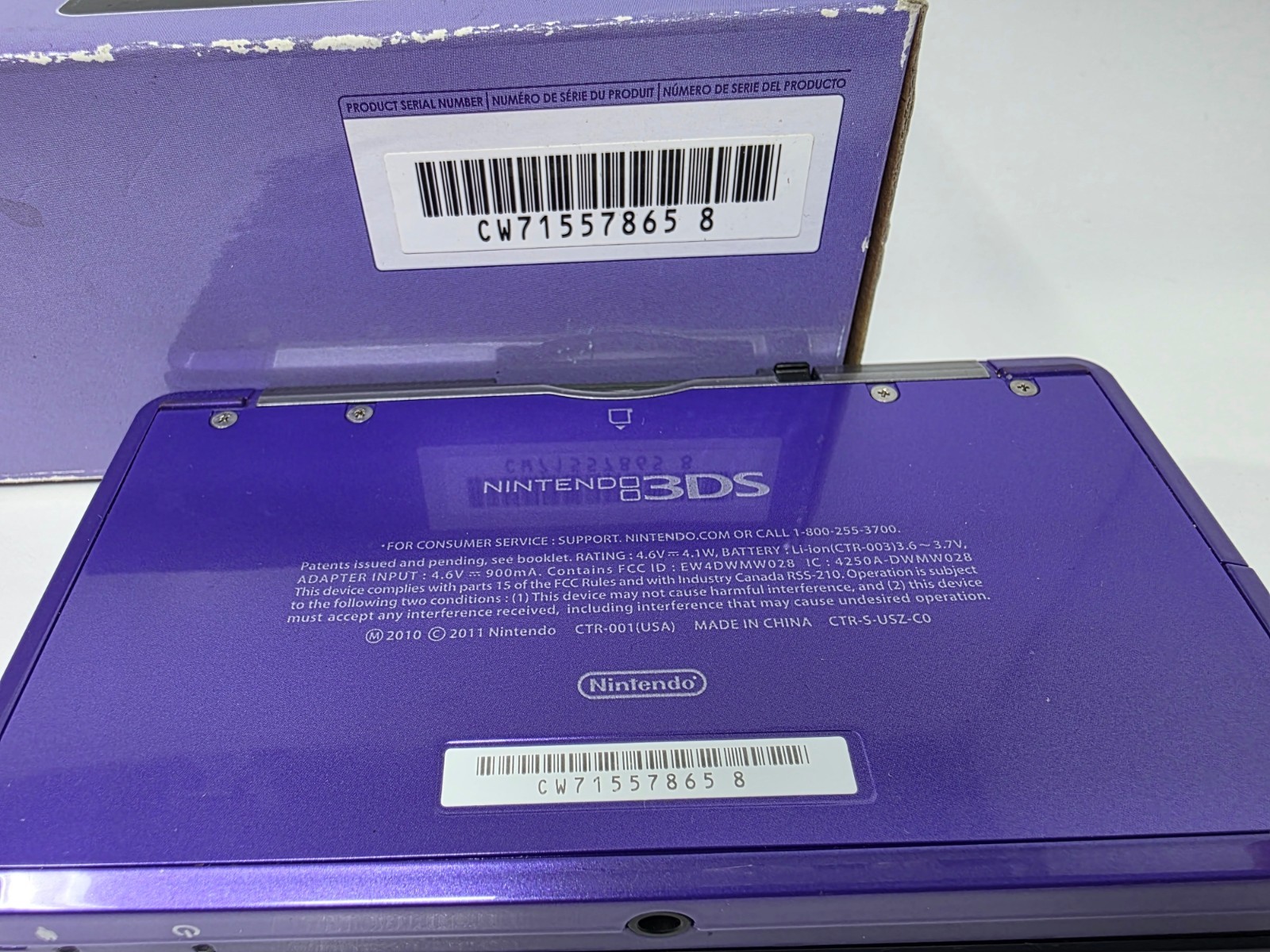 Nintendo 3DS Handheld Console Midnight Purple (Complete in Box Cib) * NTSC-USA