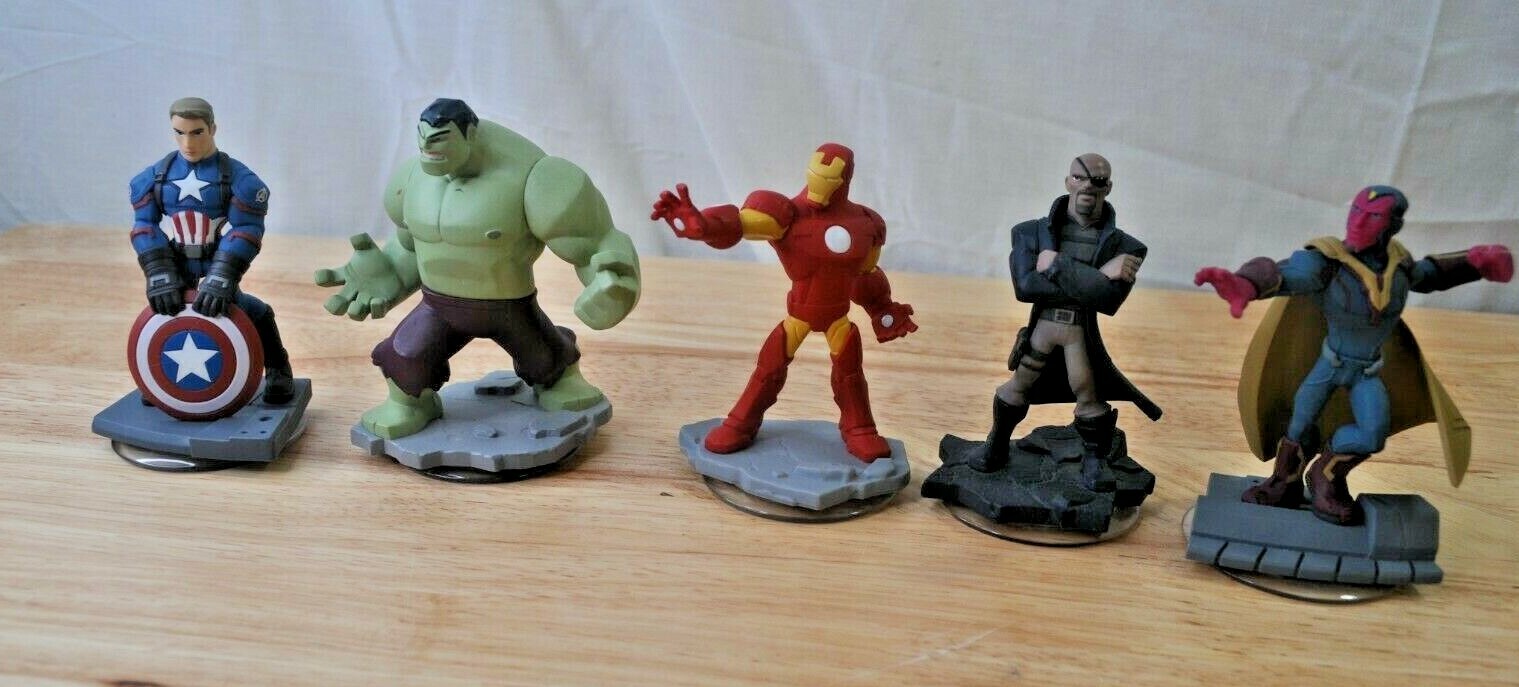 Disney Infinity Avengers Figure Lot-Iron Man-Captain America-Hulk-Vision-Fury