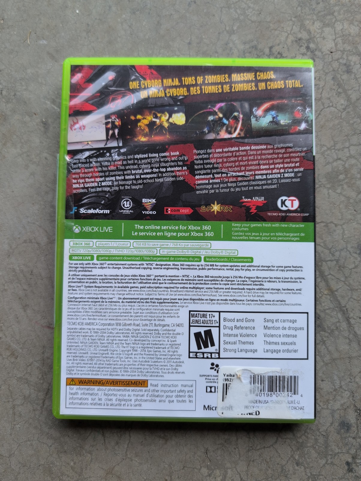 Yaiba: Ninja Gaiden Z (Microsoft Xbox 360, 2014)