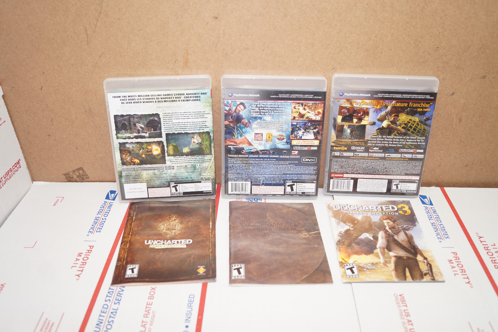 Sony PlayStation 3 PS3 Uncharted 1 2 3 Trilogy Bundle Lot Action Game Complete