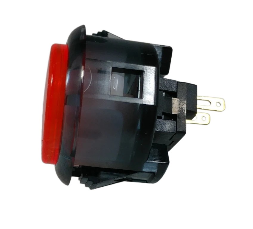 Japan Sanwa Clear Black Red Buttons x 1pc OBSC-30-CS/CR Video Arcade Parts