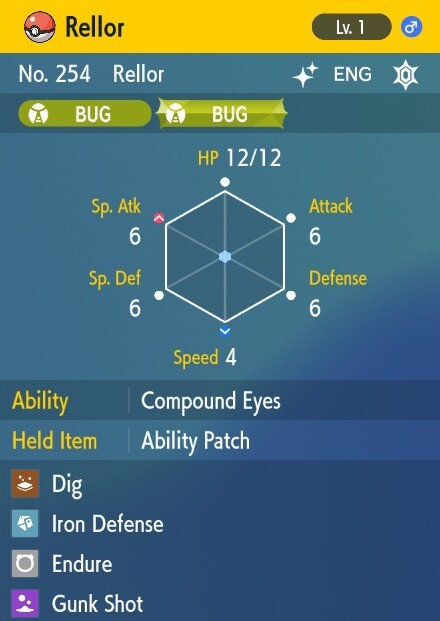 Pokemon Scarlet and Violet 6iv Shiny Max EV Rellor