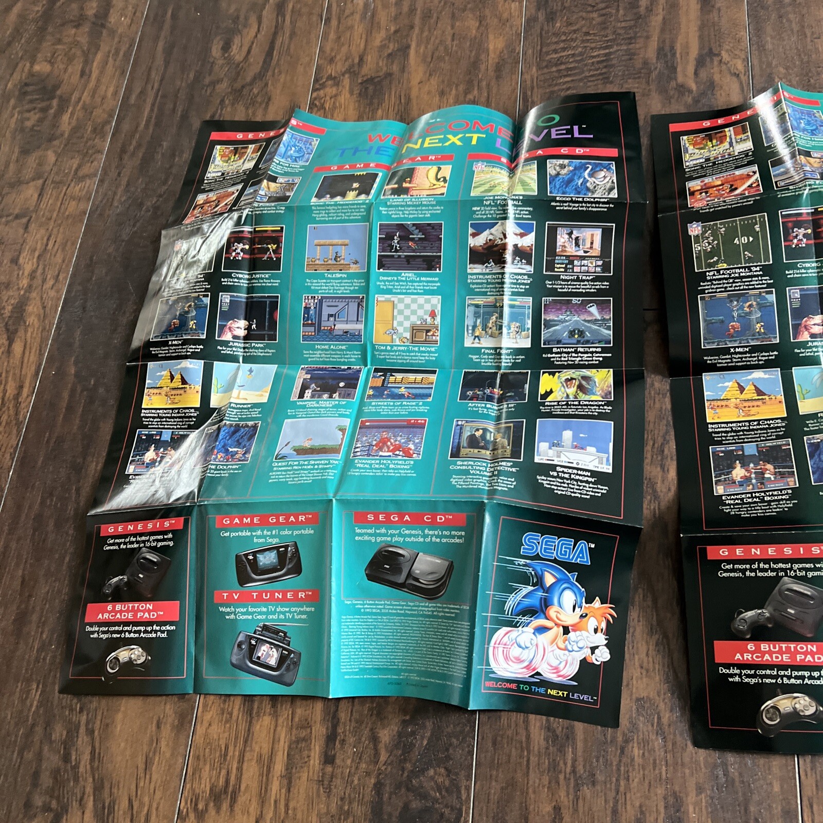 2 Jurassic Park Sega Genesis / Game Gear 1993 Fold Out Insert Poster Both GUC