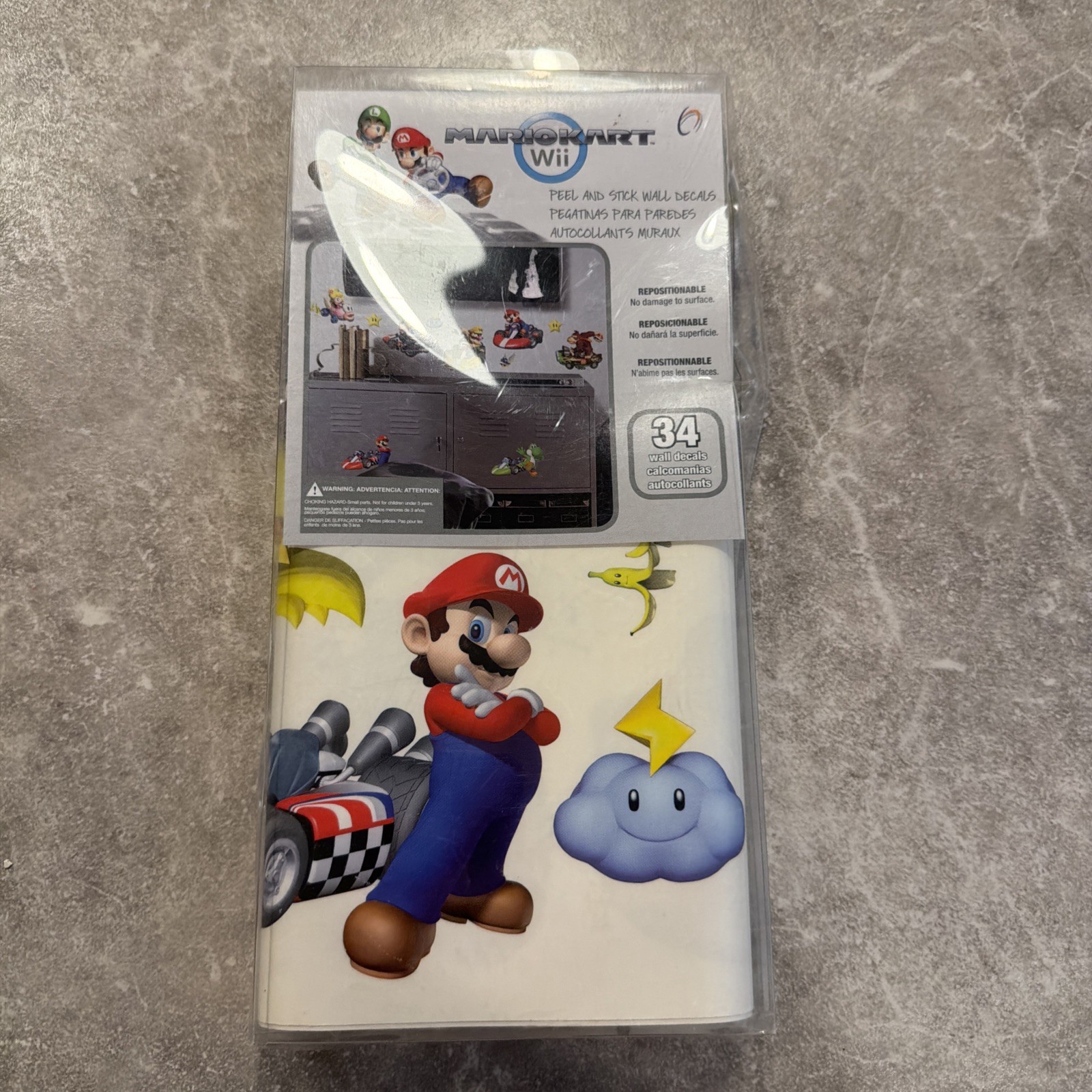 MARIOKART Wii 34 PEEL AND STICK WALL DECALS NIB