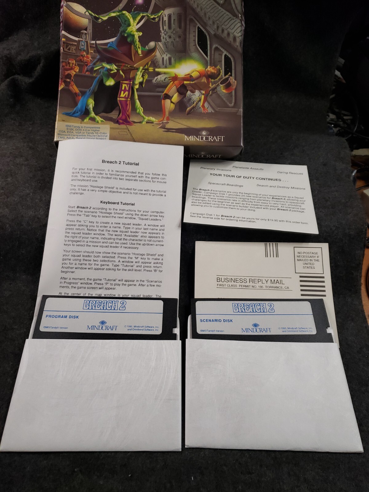 Breach 2 Mindcraft Game – (IBM, 1990) 5.25” Floppy – PC Big Box ……….(SB3)