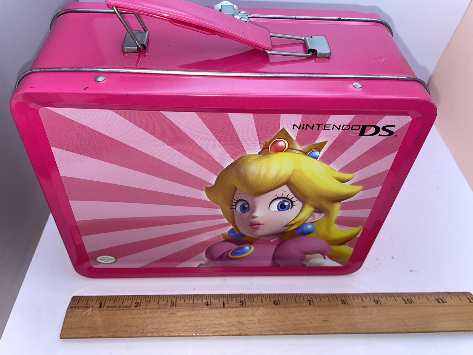 Vtg Princess Peach Nintendo DS Pink Lunchbox w/Earphones Insert Game Covers ++