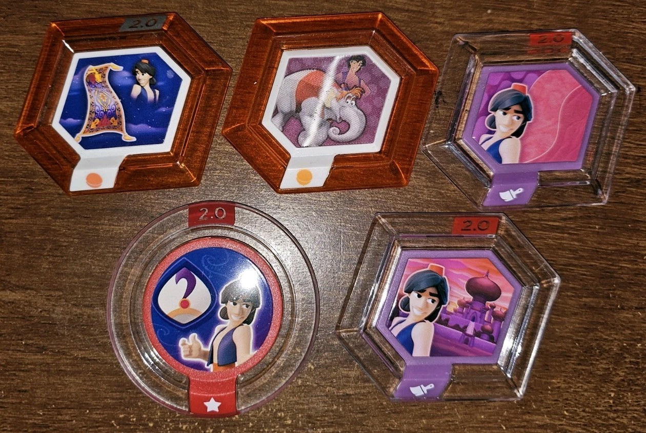 5 DISNEY INFINITY 2.0 Aladdin Power Discs Lot Sands Agrabah Jasmine Palace View
