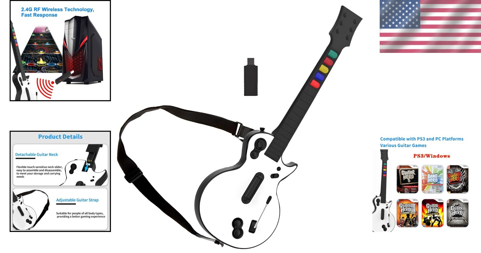 Guitar Hero Wireless Legends Rock Dongle Bundle for Fortnite#$-~