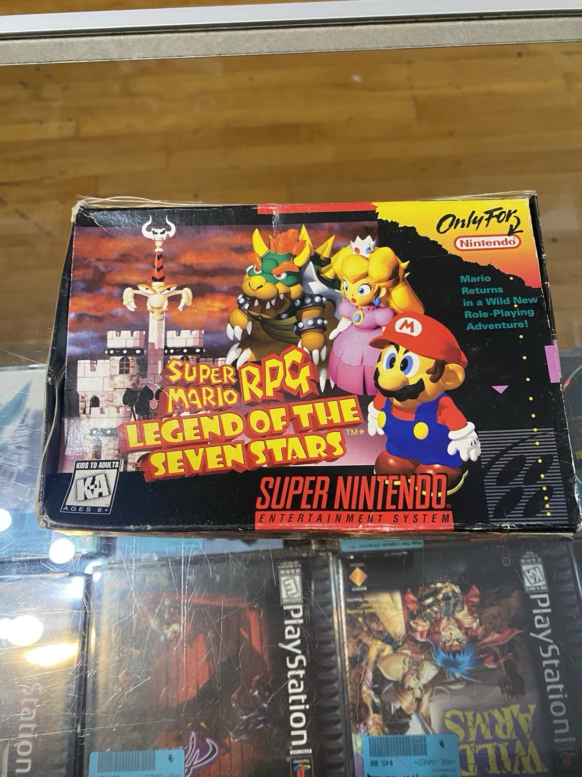 Super Mario RPG Legend of the 7 Stars Snes Box Only Original DMG W/Protector