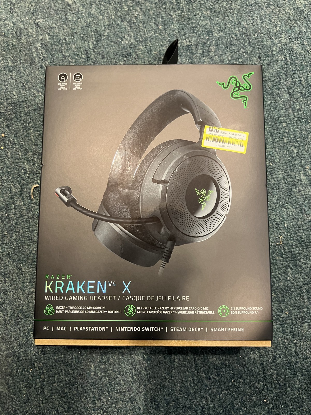 Razer – Kraken V4 X Wired Gaming Headset – Retractable Mic- 7.1 Surround – Black