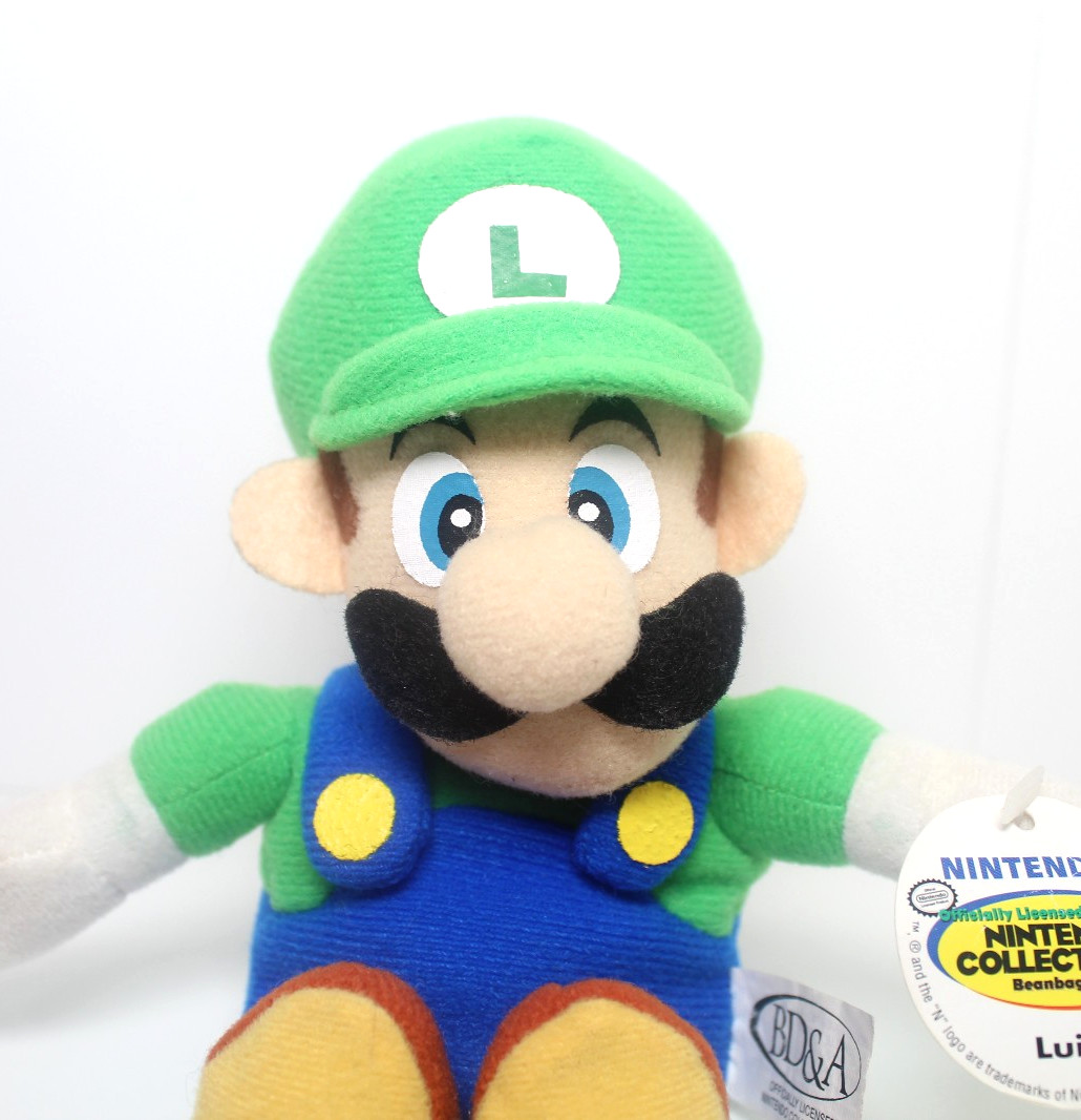 Vintage Nintendo 64 Luigi Beanbag Plush Doll + Hang & Tush Tag (BD&A, 1997)