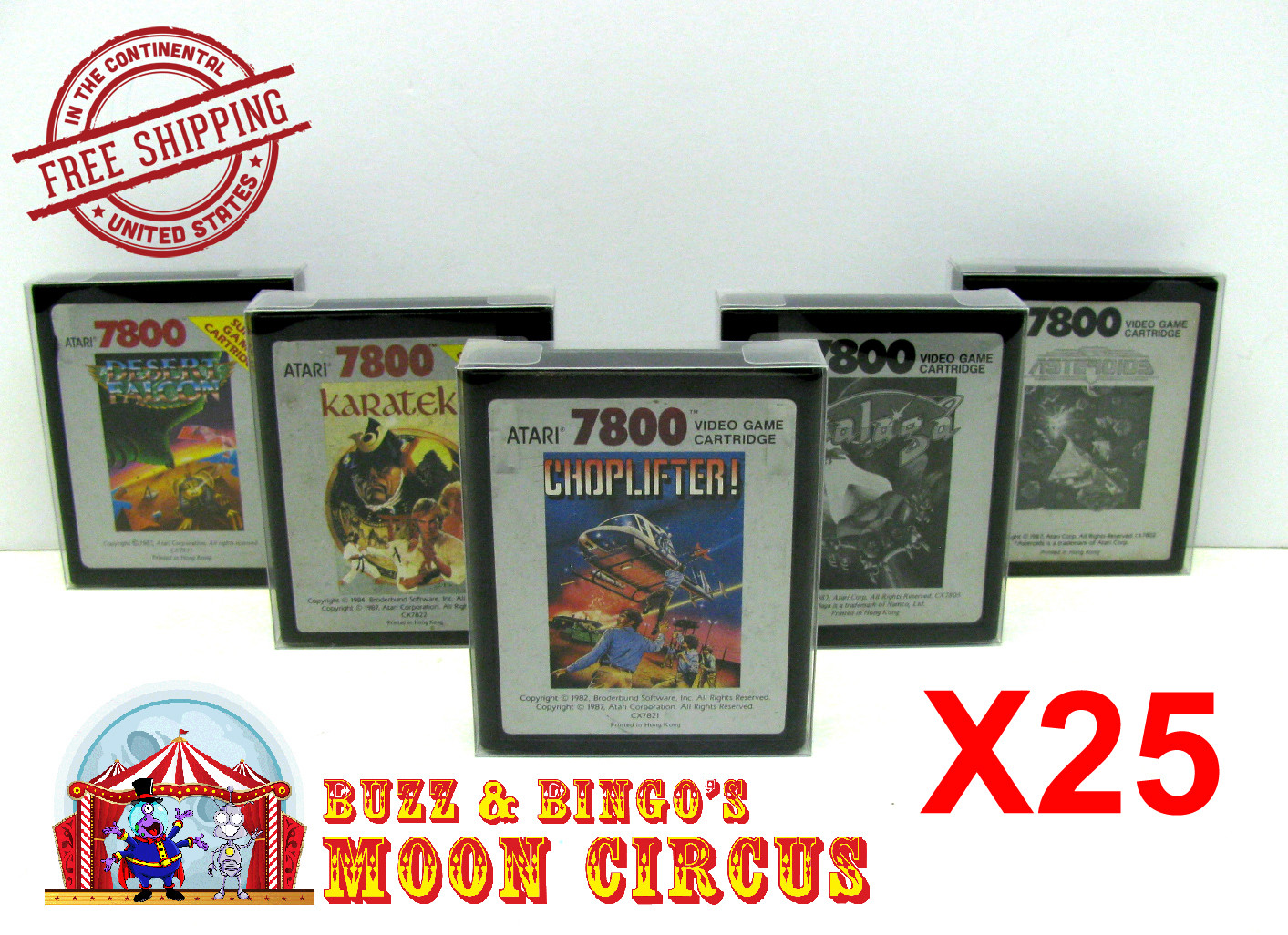 25x CLEAR PLASTIC PROTECTIVE BOX SLEEVE FOR ATARI 7800 GAME CARTRIDGES