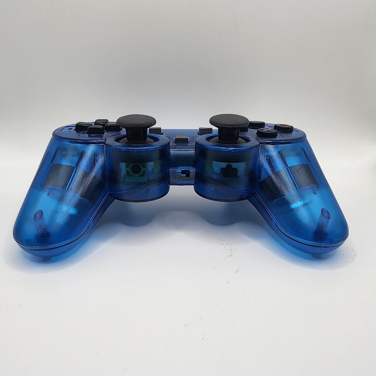 PS2 wireless controller Transparent Blue Dual Shock Vibration Tested & Working