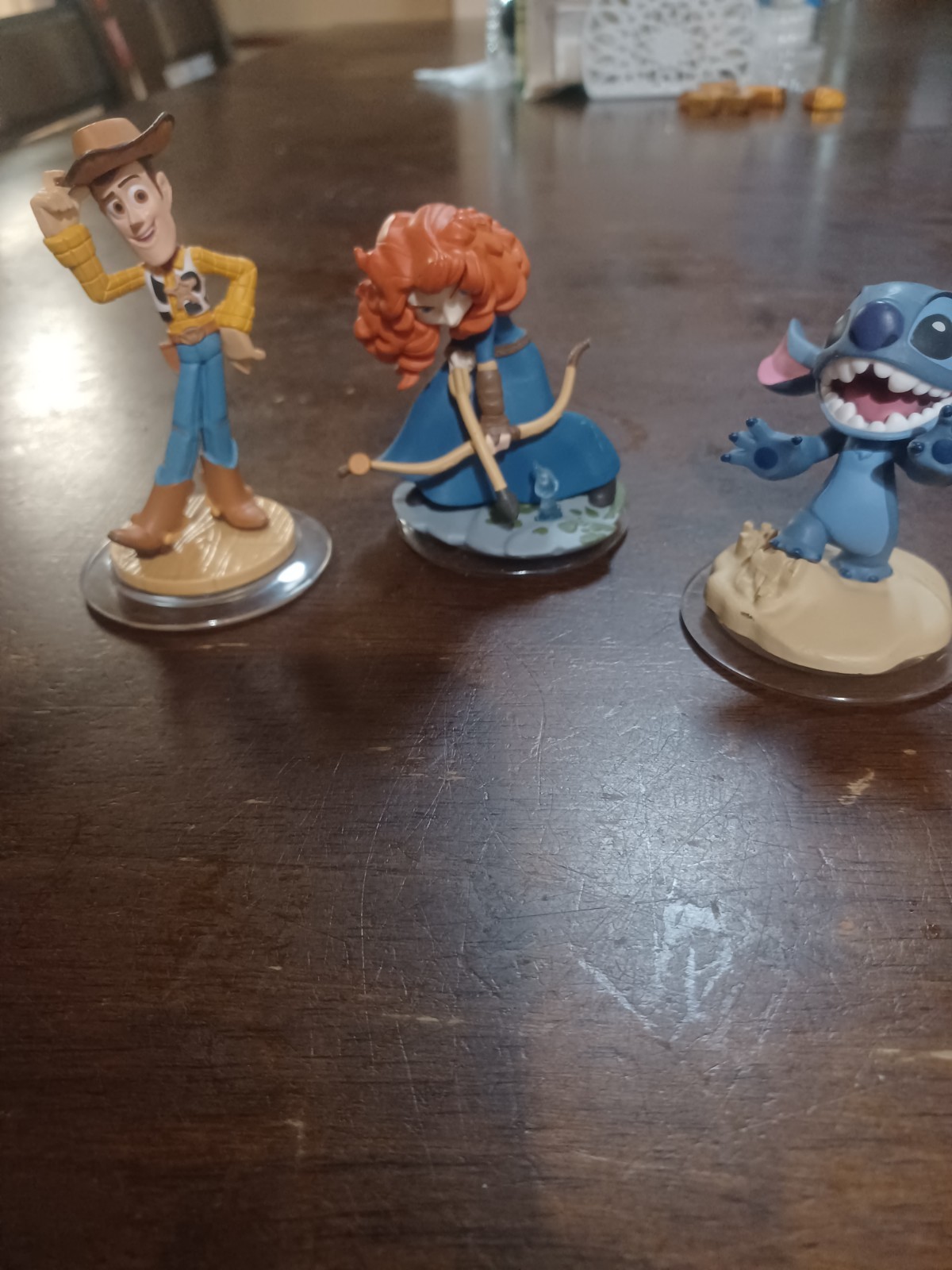 3 Disney INFINITY 2.0 Merida & Stitch Character Figures with their Power Discs