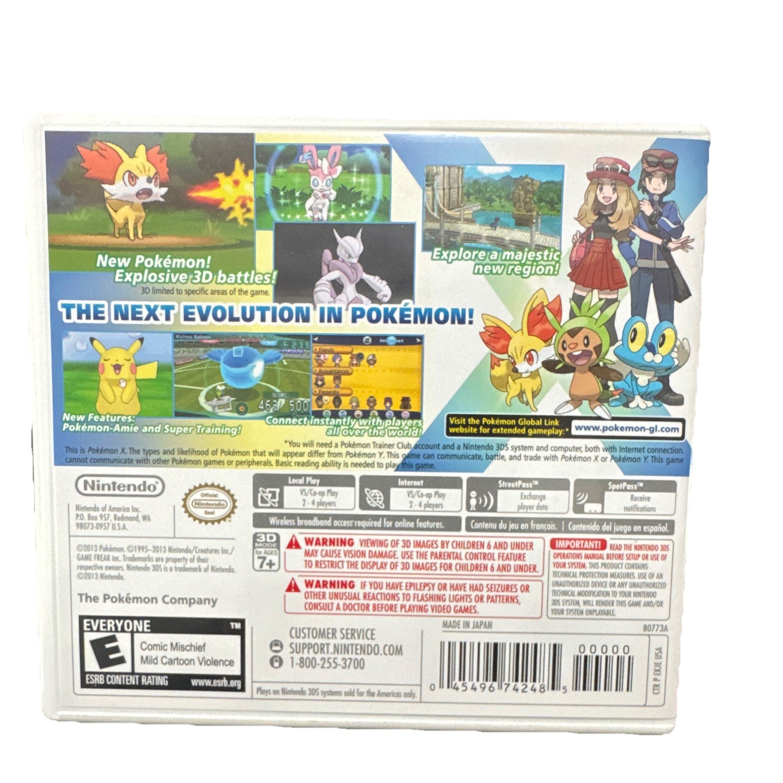 Nintendo Pokémon X (Nintendo 3DS, 2013) w/ Manual & Case NTSC-U/C (CIB)
