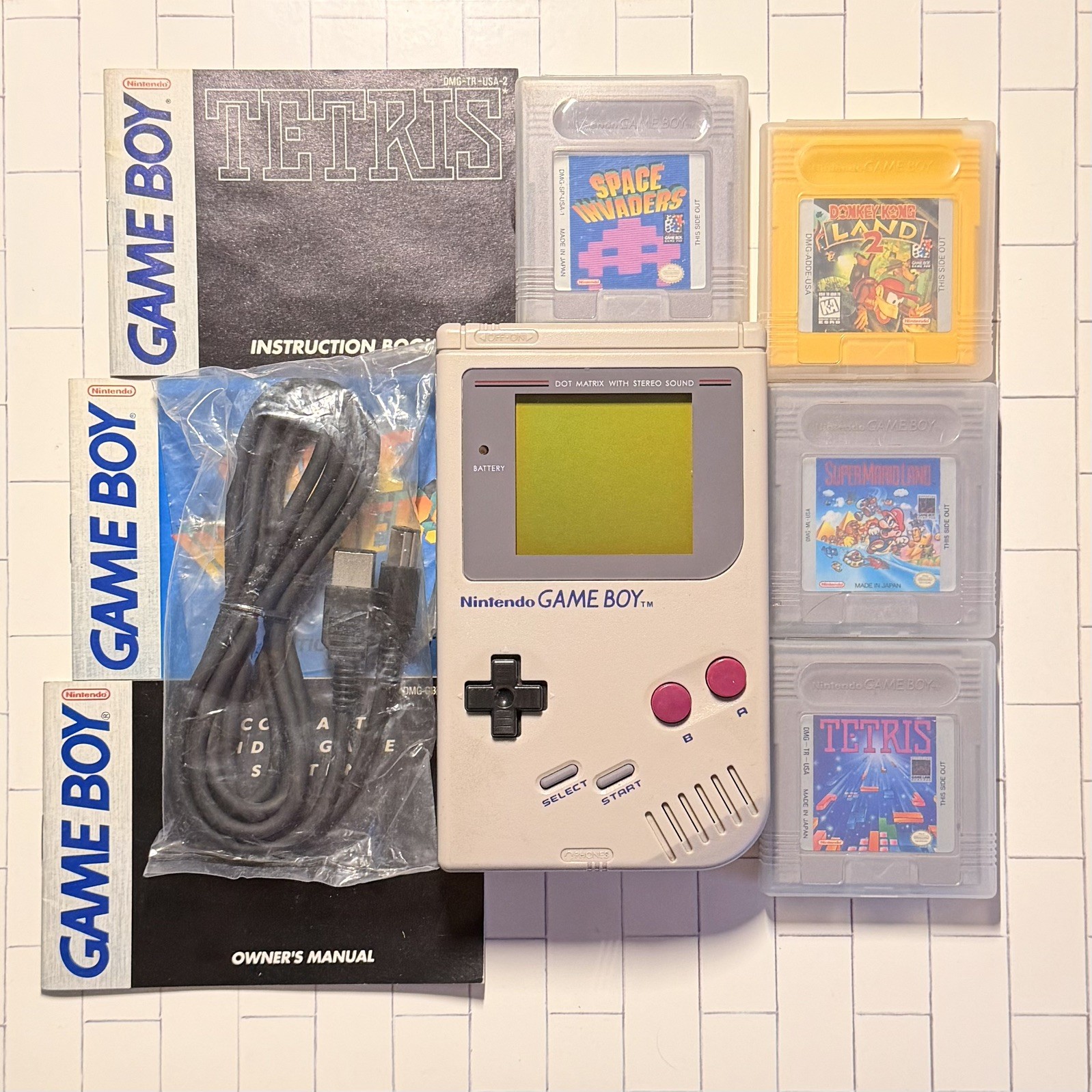 *Restored* Original Nintendo Game Boy DMG 4 Game Bundle – New Screen Lens