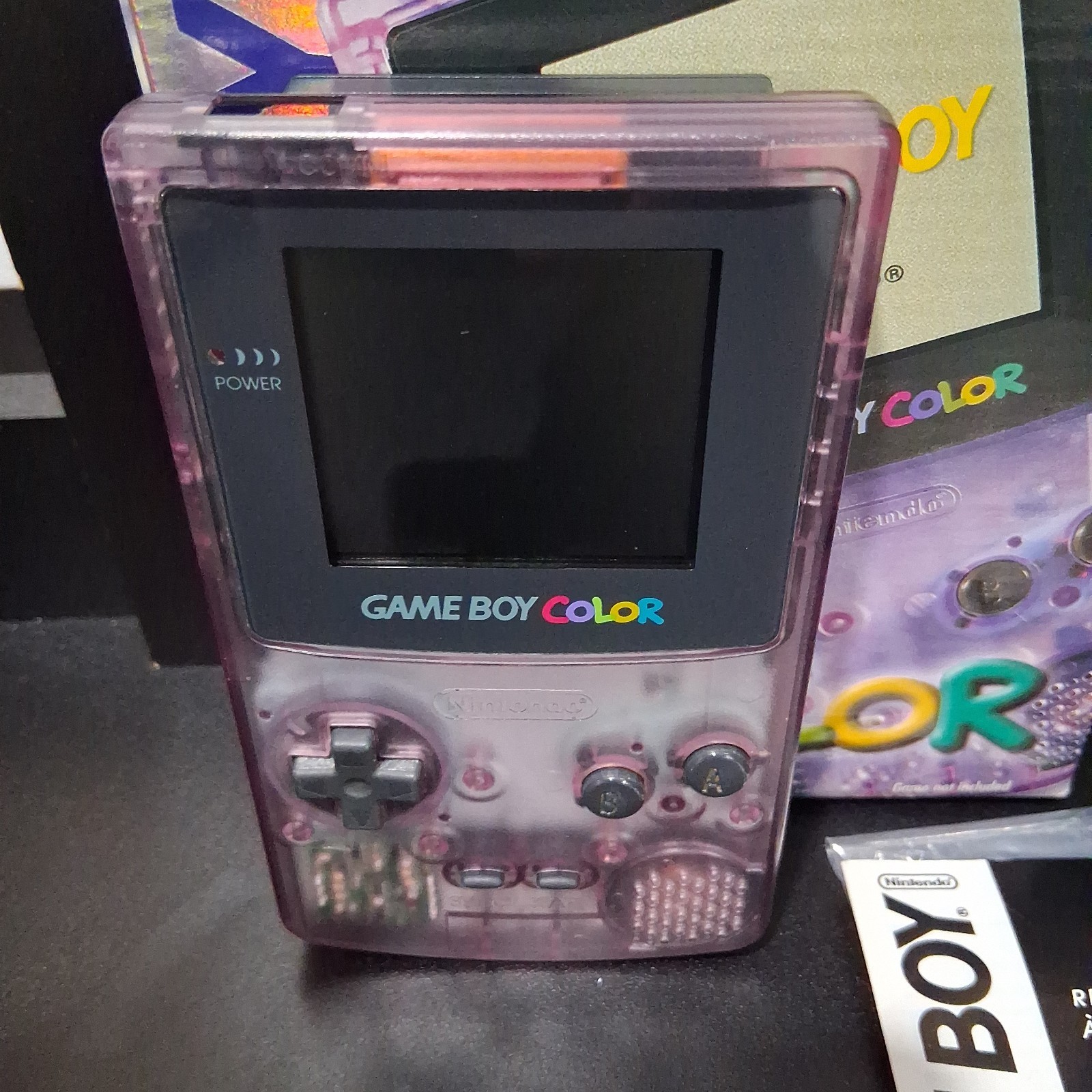 Clean! Nintendo GameBoy Color Atomic Purple Console Complete In Box CiB CGB-001