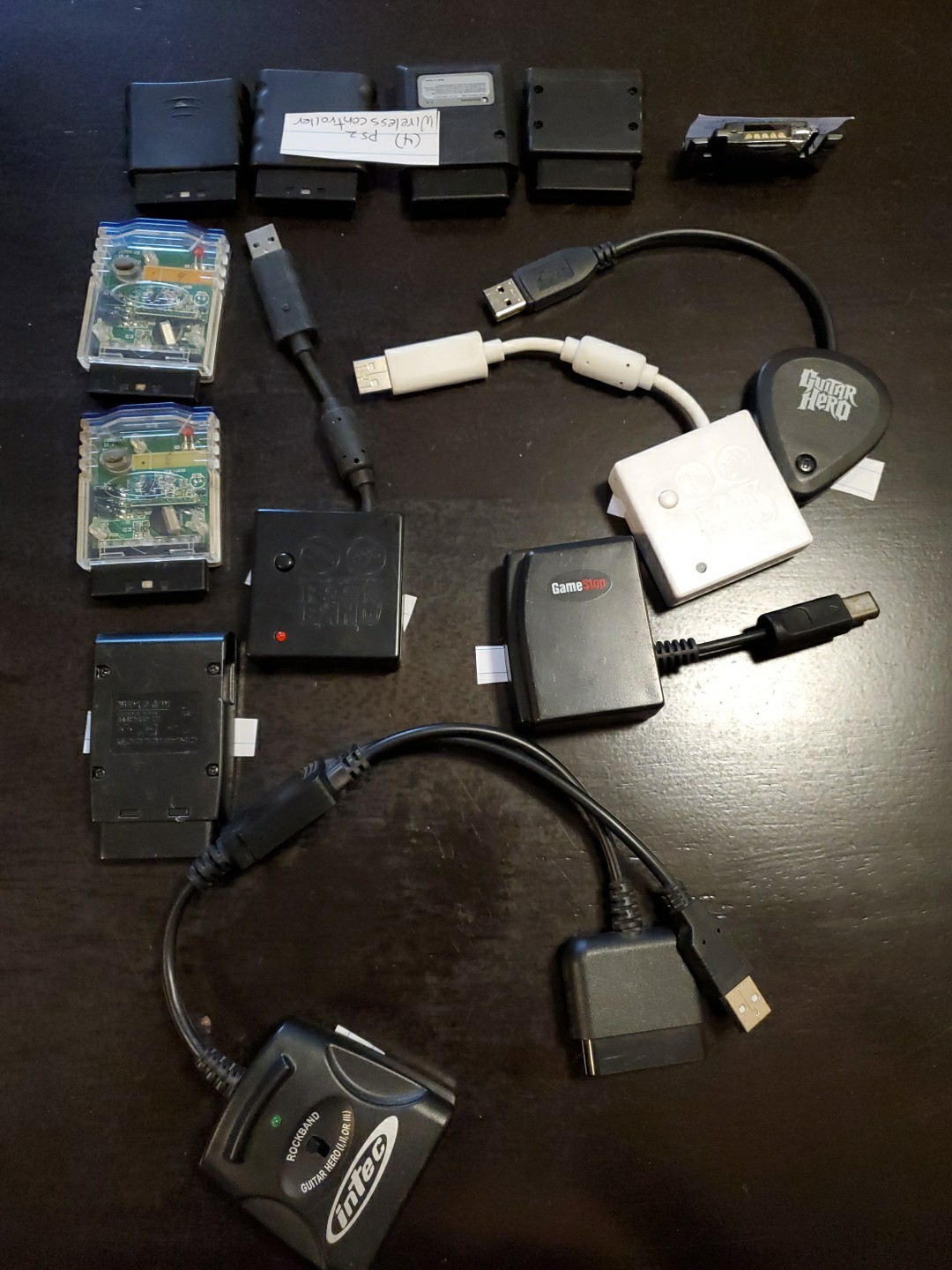 PS 2/3,GameCube,Wii,DS Lite Wireless Dongle Receiver Lot Guitar Hero/Rockland