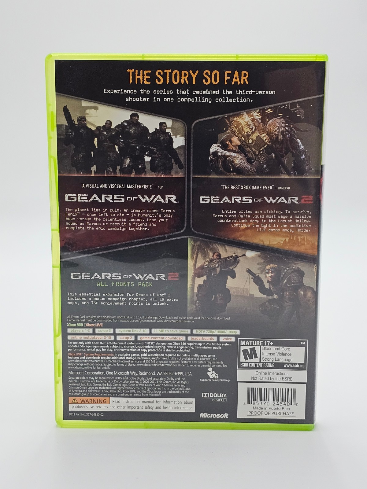 Microsoft Xbox 360 Gears Of War Triple Pack CIB Cleaned & Tested