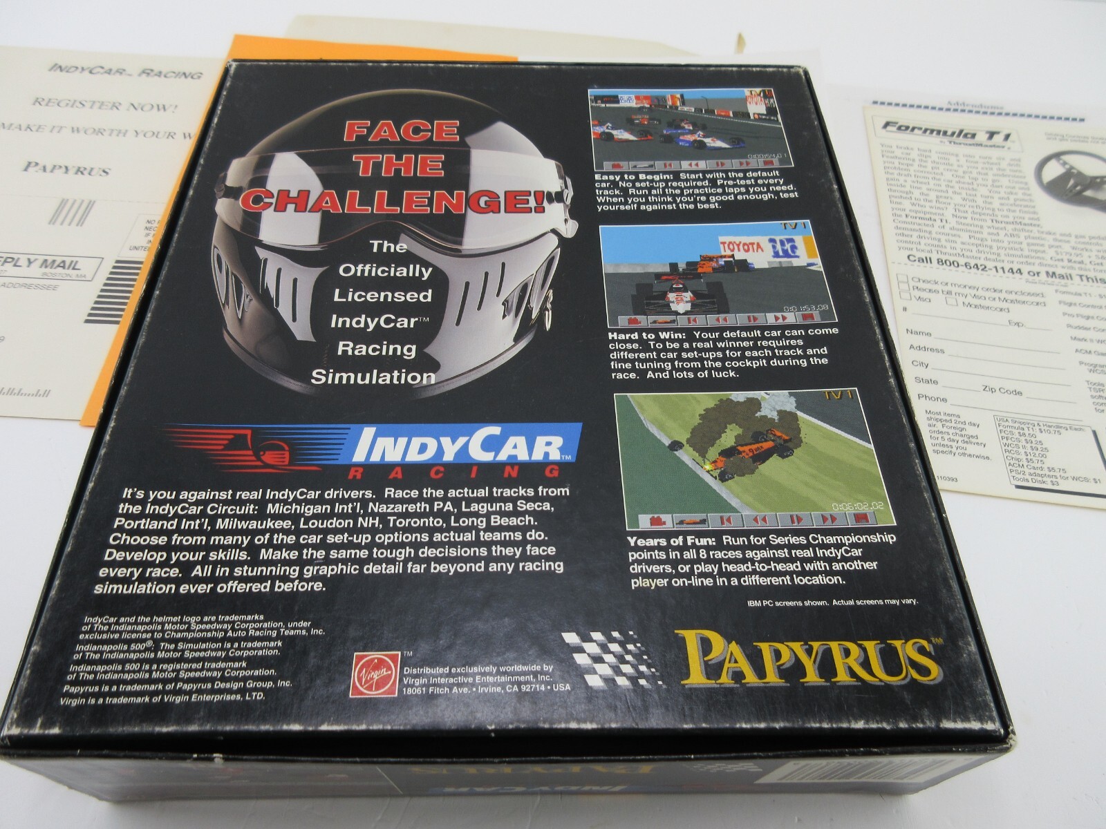 IndyCar Racing PC 1993 Papyrus 3.5 in Floppy Disks Big Box