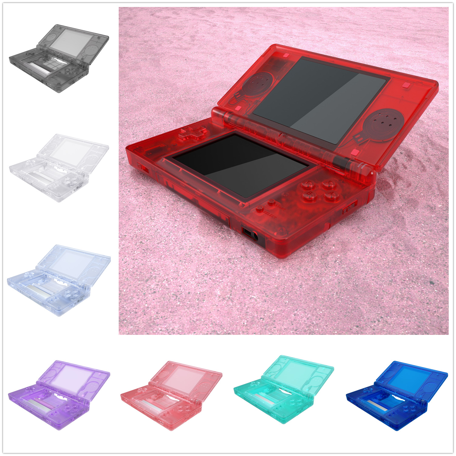Full Replacement Housing Shell Screen Lens Buttons Clear For Nintendo DS Lite