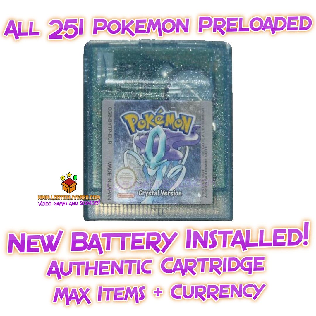 Pokemon Crystal Authentic Gameboy Color with all 251 | New Battery