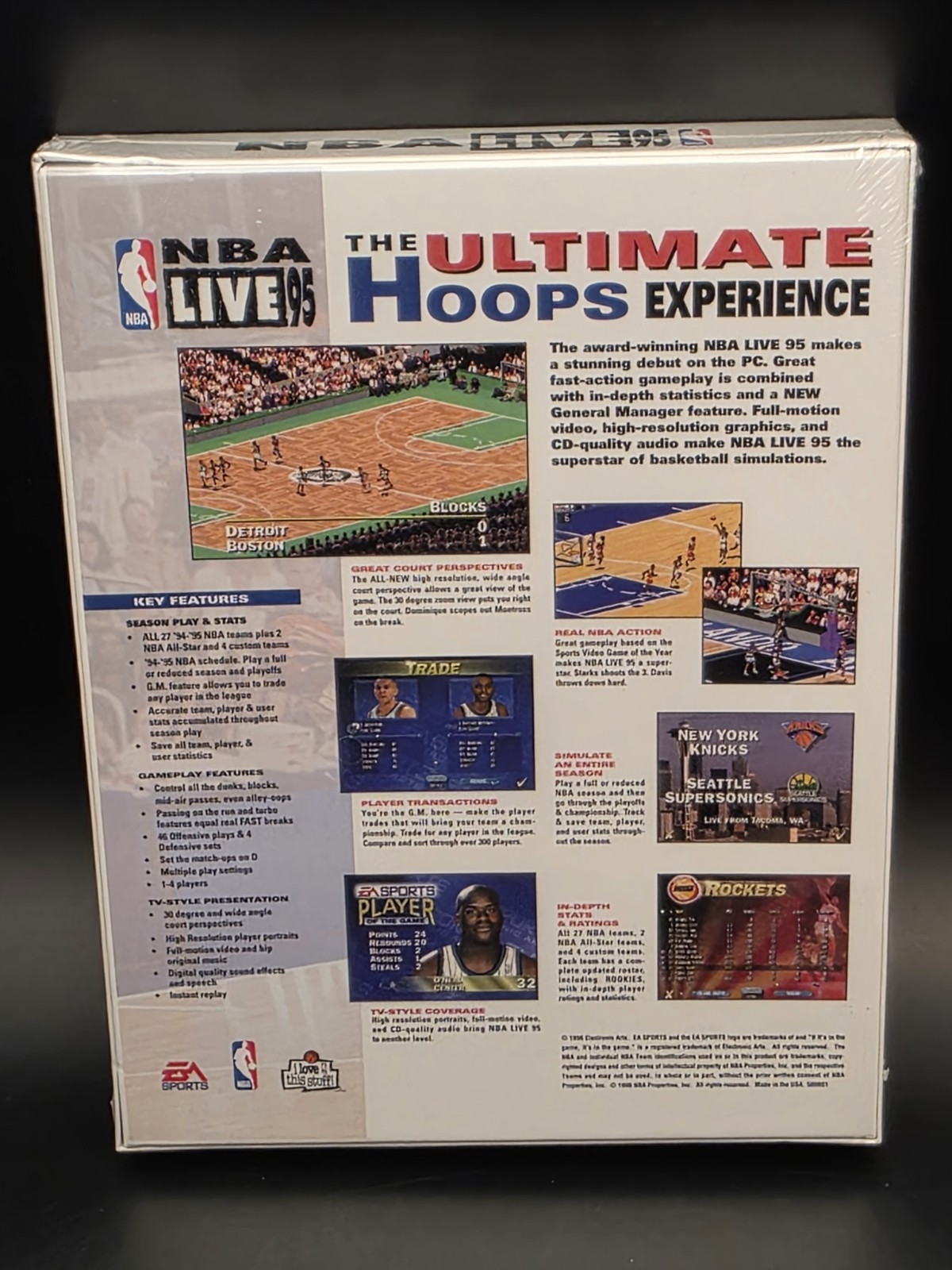 Rare Original Classic NBA LIVE 95 EA Sports Big Box PC CD – MS-DOS – Brand New!