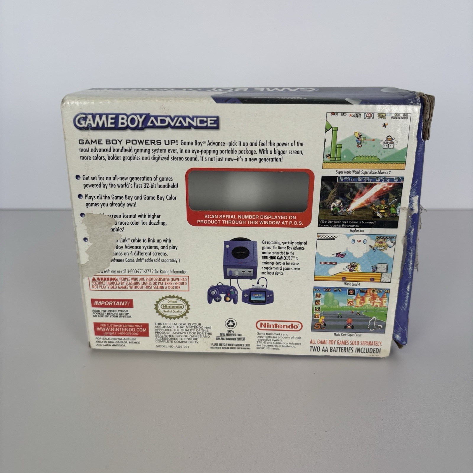 Gameboy Advance Purple Glacier BOX ONLY Authentic Nintendo