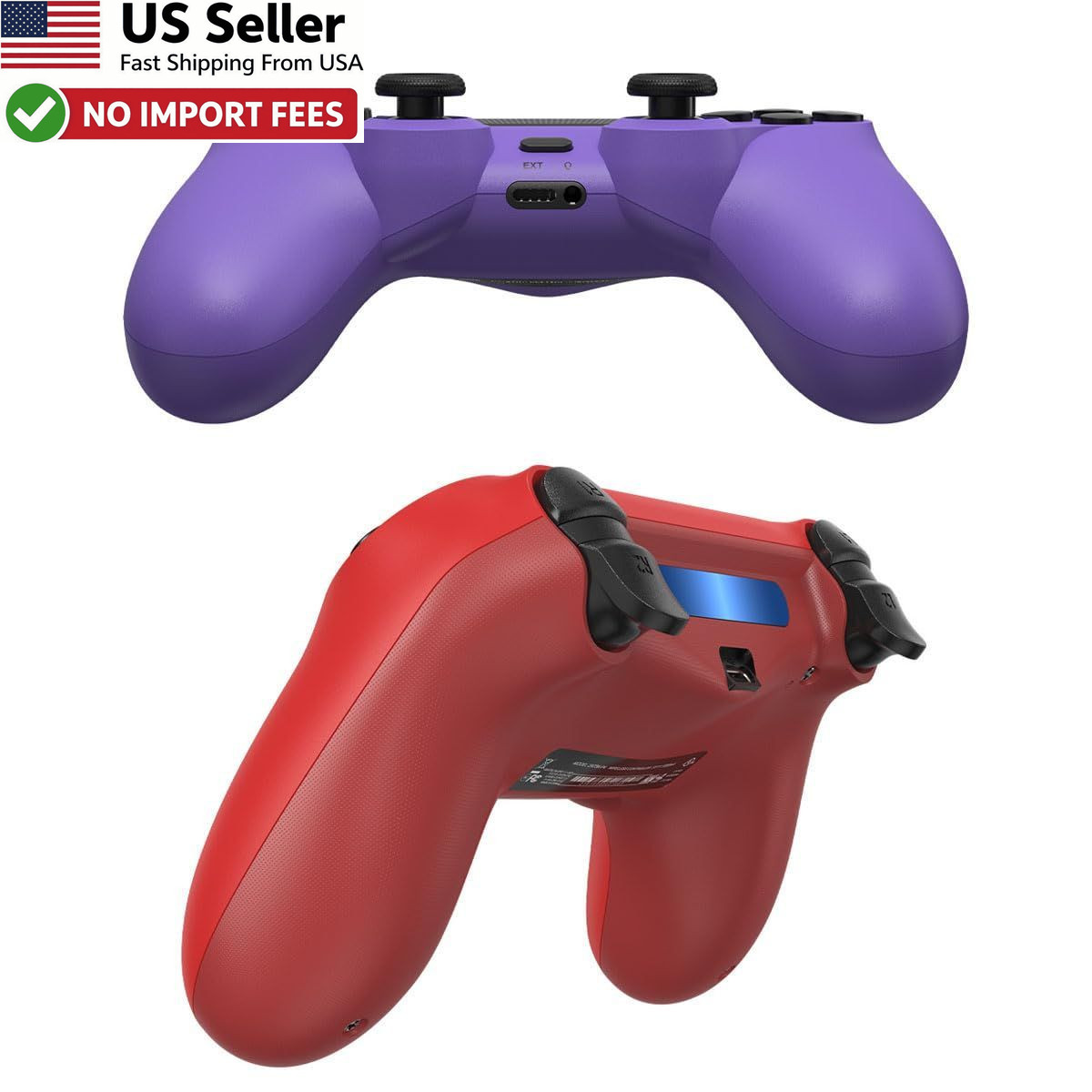 Wuthur 2 Pack Wireless Controller For PS4 Pro Slim Purple Red Gamepad FROM USA