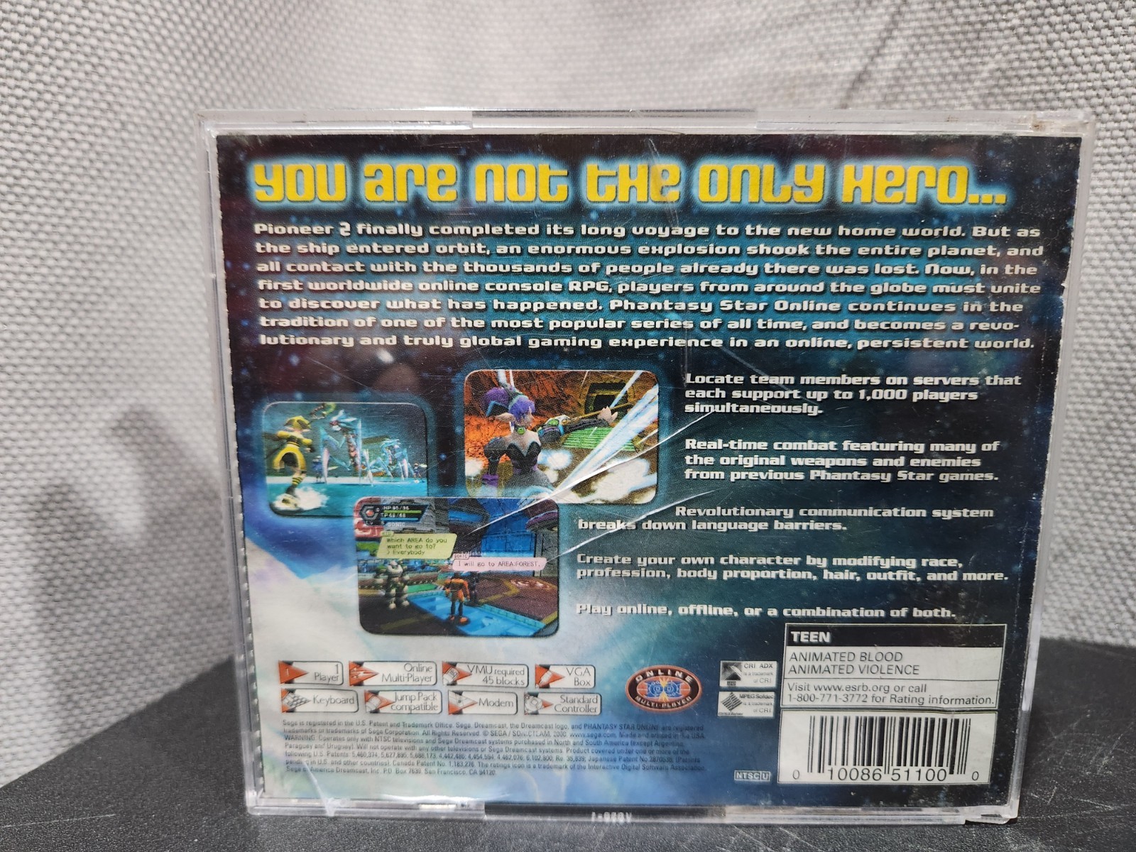 Phantasy Star Online Sega Dreamcast 2001 CIB W/ Sonic Adventure 2 Demo, Tested