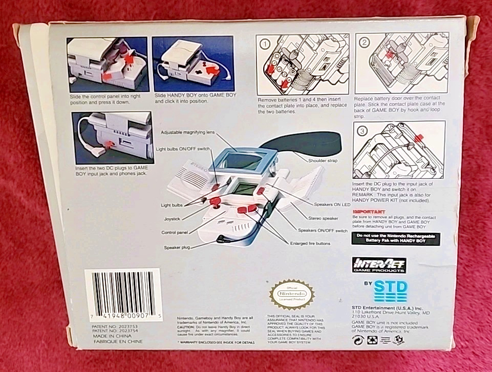 Handy Boy by STD for Original Nintendo Gameboy with original box UNTESTED!