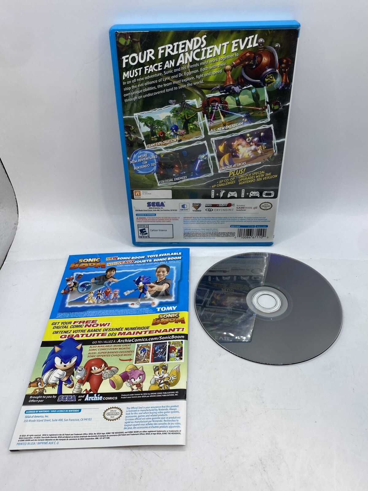 Sonic Boom: Rise of Lyric (Nintendo Wii U, 2014) Complete CIB Tested Authentic