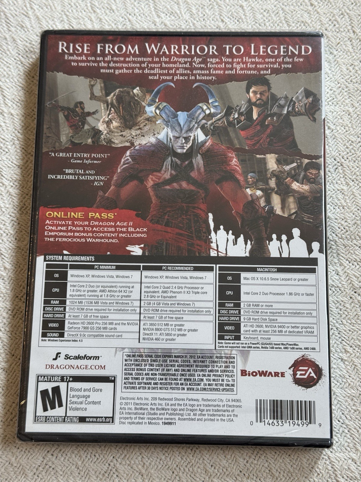 Electronic Arts Dragon Age II Dragon Age Series PC/Mac DVD-ROM M 2011 Online