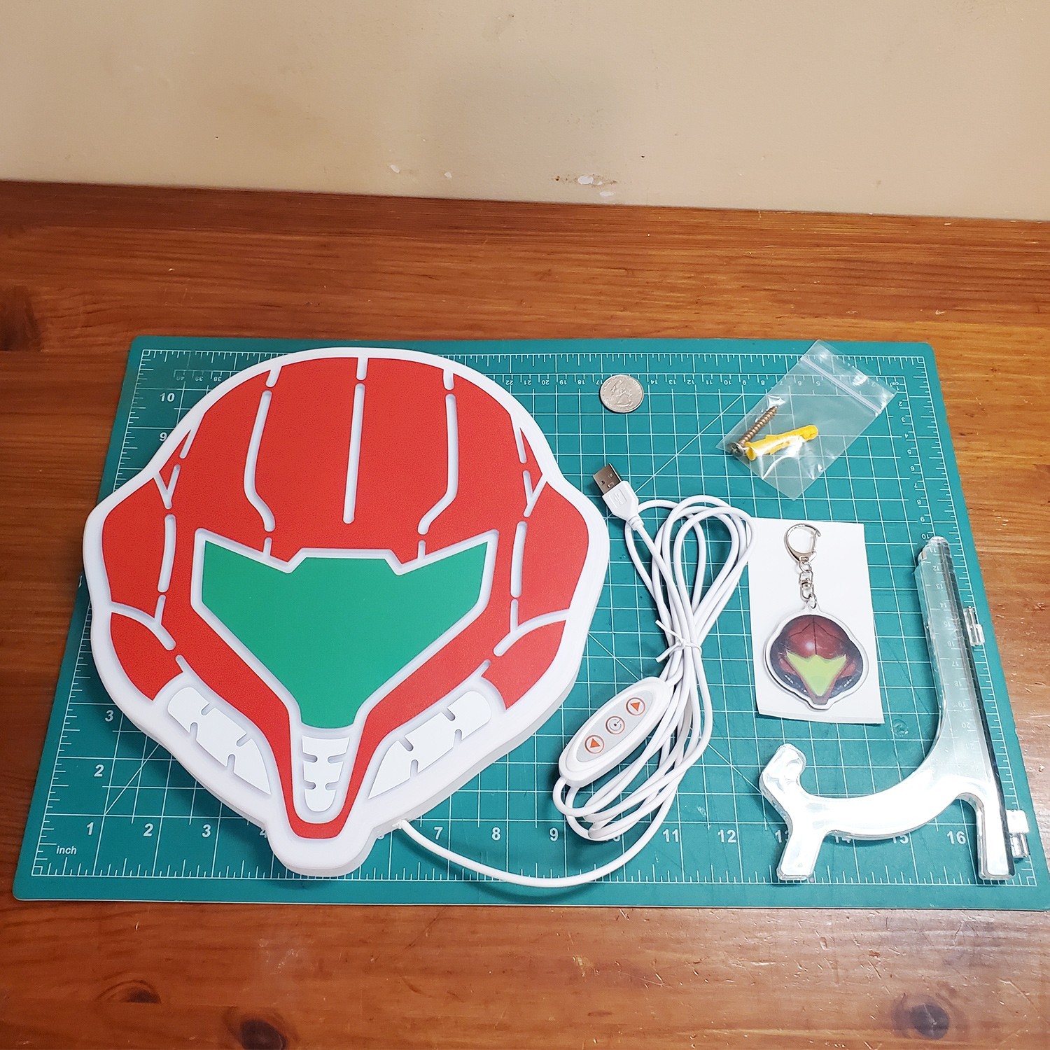Metroid Samus Helmet plastic neon LED sign w/ dimmer switch + retro gaming gift