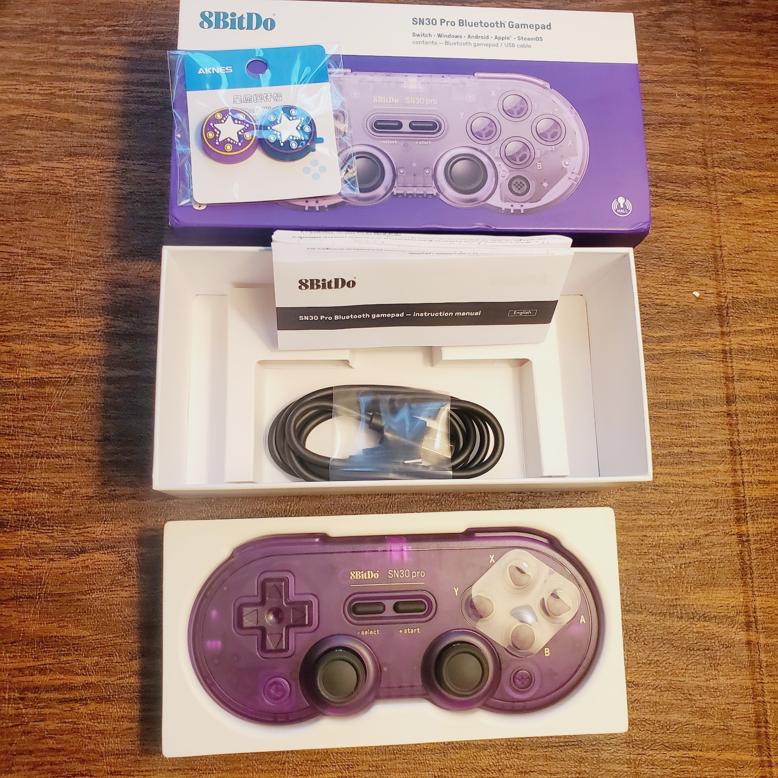 8BitDo SN30 Wireless Gamepad for Switch, Android, PC, Steam, Apple, Pi -PURPLE