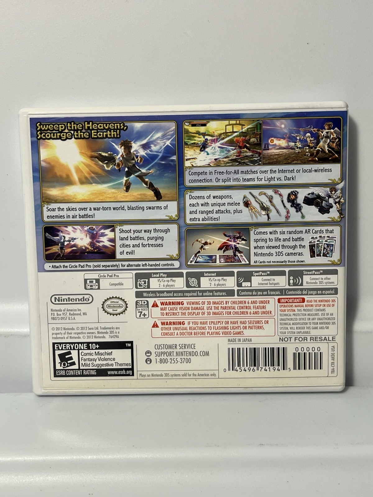 Kid Icarus Uprising (nintendo 3DS, 2012) CIB Complete, includes AR cards Tested