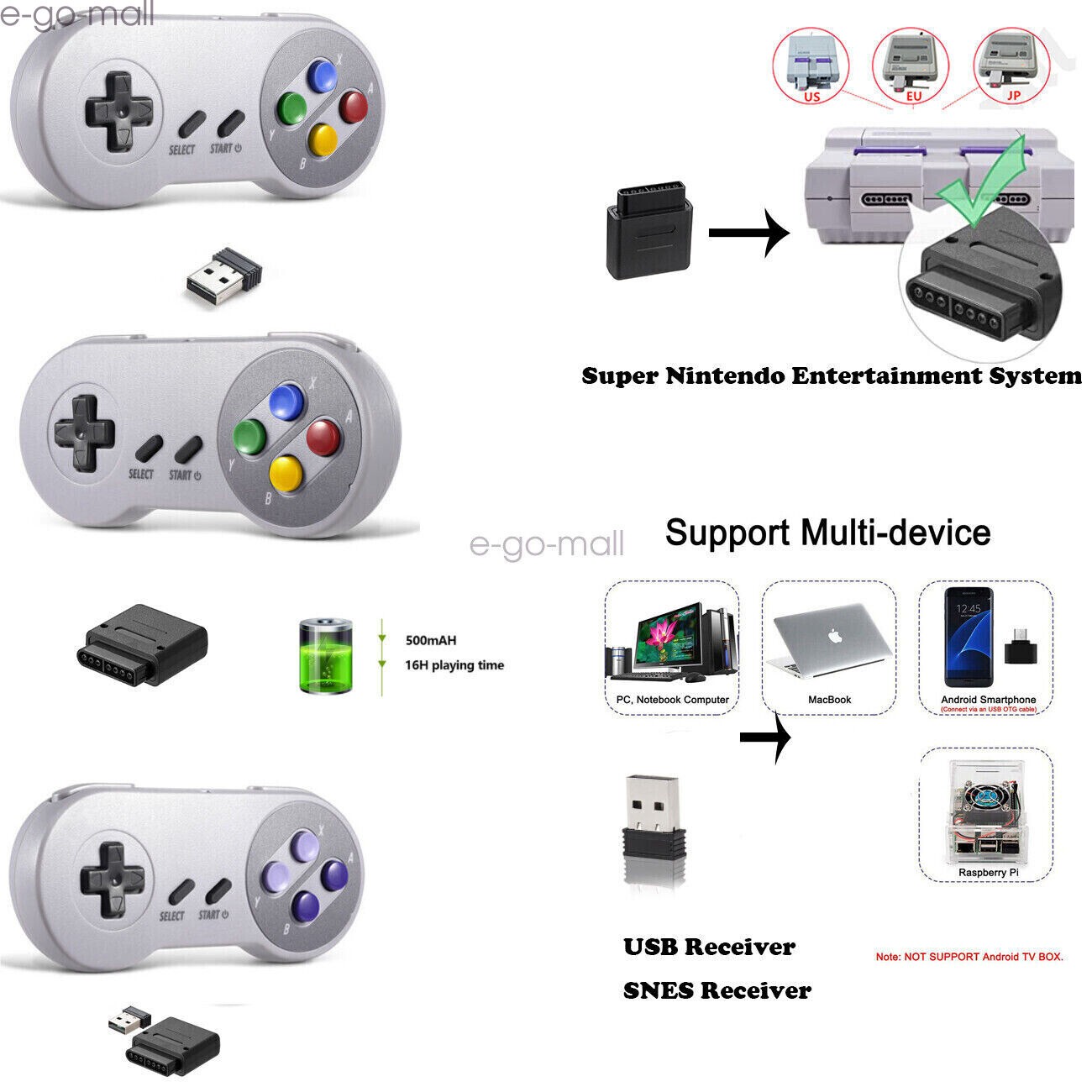 Wireless Super Nintendo SNES System Gamepad Replacement Controller/USB For PC
