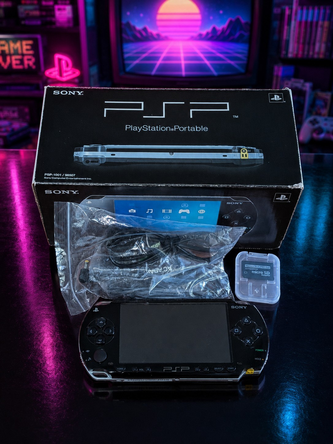 Sony PSP-1000 PlayStation Portable Black CIB 64GB Upgraded Firmware Tested