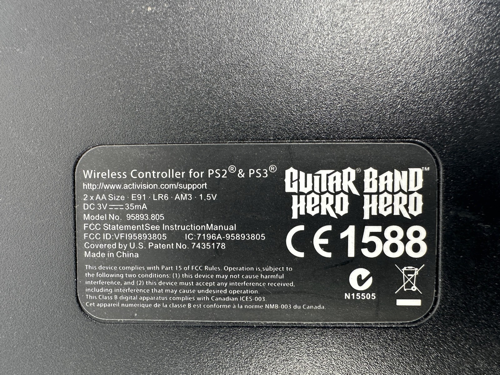 RedOctane PS2 & PS3 Guitar Hero / Band Wireless Controller 95893.805 No Dongle