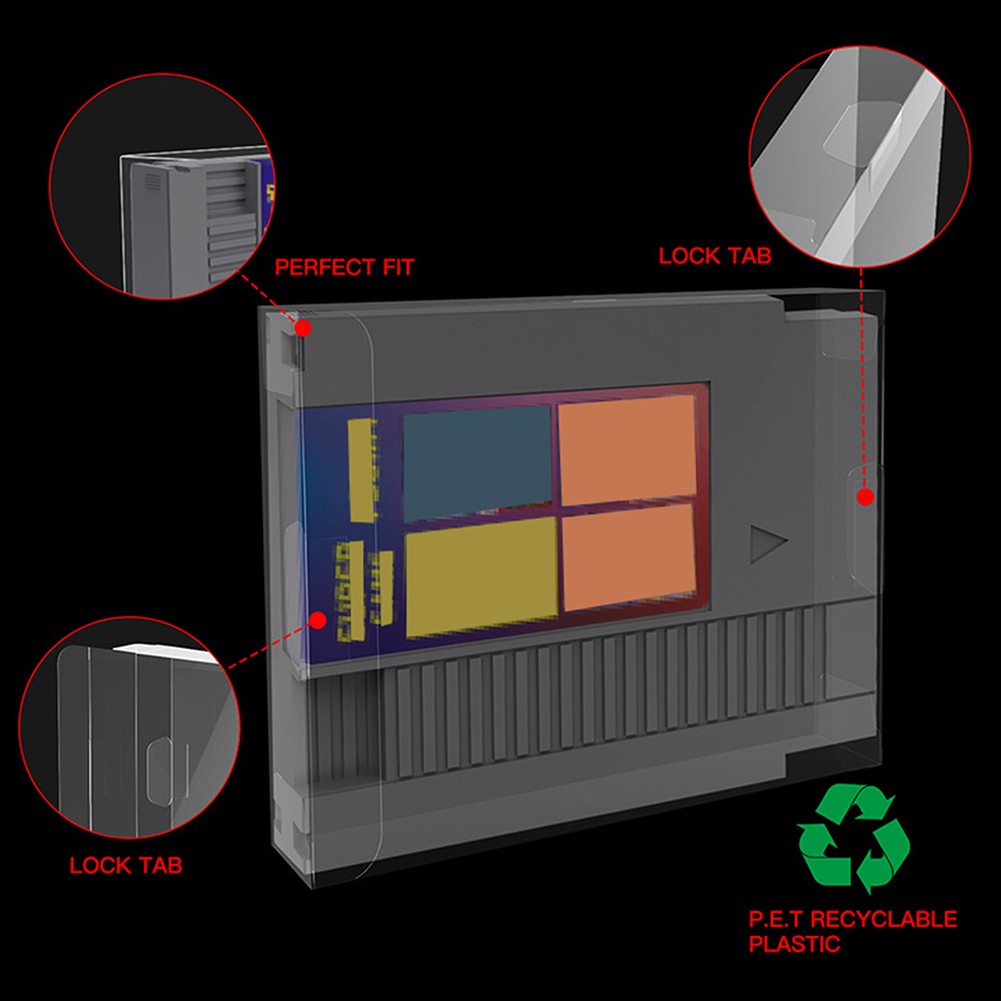 Display Case for Nintendo Game Cartridges NES Clear Plastic Protectors Storage