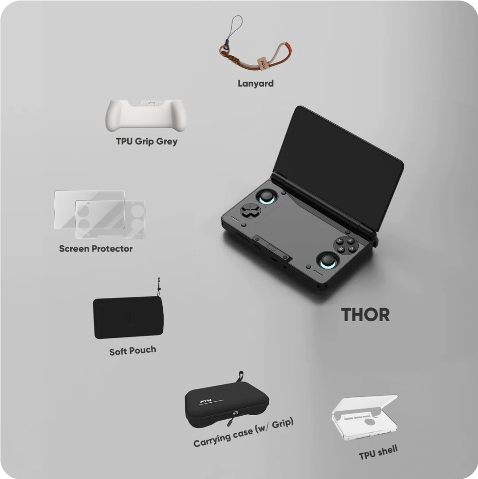 Ayn Thor Max Handheld 16GB/1TB Gray – UFS 4.0 – (SEALED) In-Hand Batch 4 Bundle