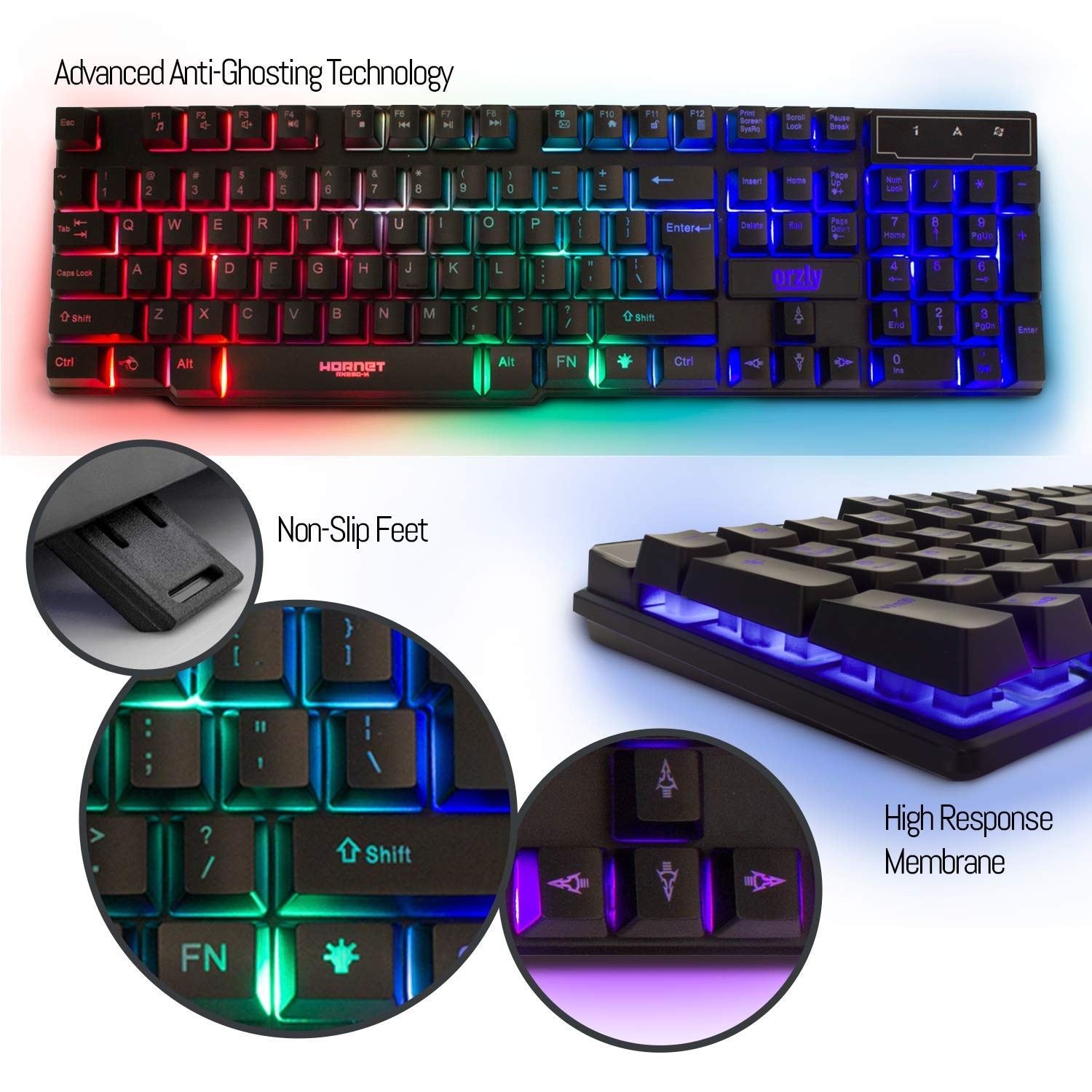 Orzly Gaming Keyboard And Mouse And Mouse Pad And Gaming Headset Wired Led Rgb