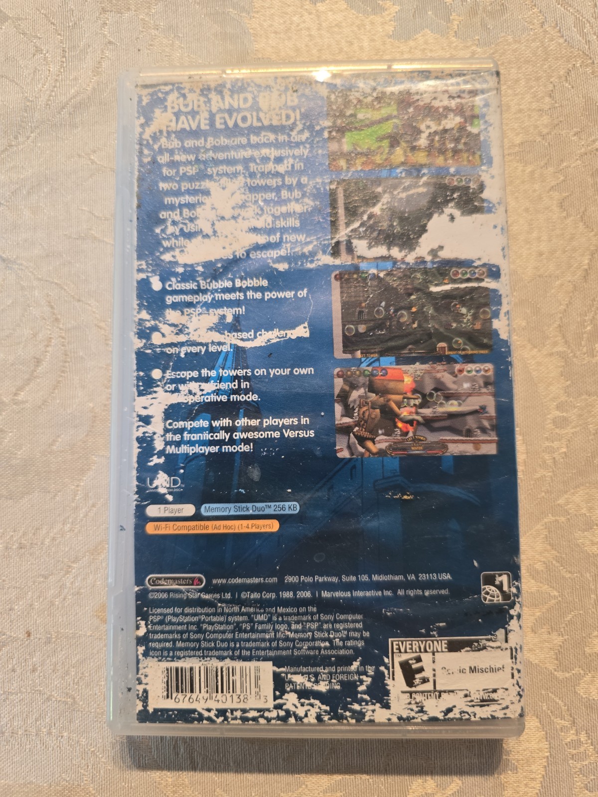 Bubble Bobble Evolution (PSP) CIB, Tested, Slight Damage To Artwork And Manual